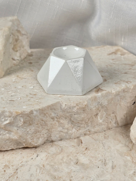 White Hexagon Sphere Stand