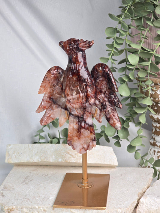 Fire Quartz Phoenix on stand