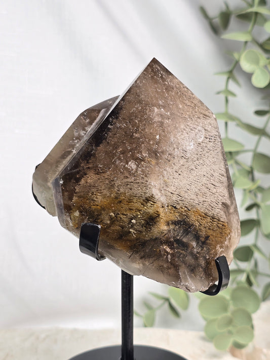 Thousand Layer Smoky Garden Quartz with Black Tourmaline Rutile Double Point