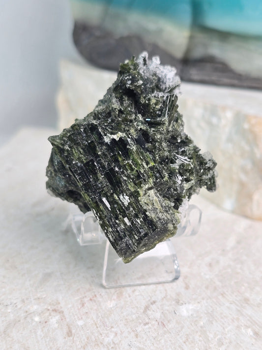 Green Epidote Specimen & stand