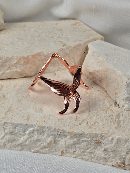 Rose Gold Metal Butterfly Stand Large