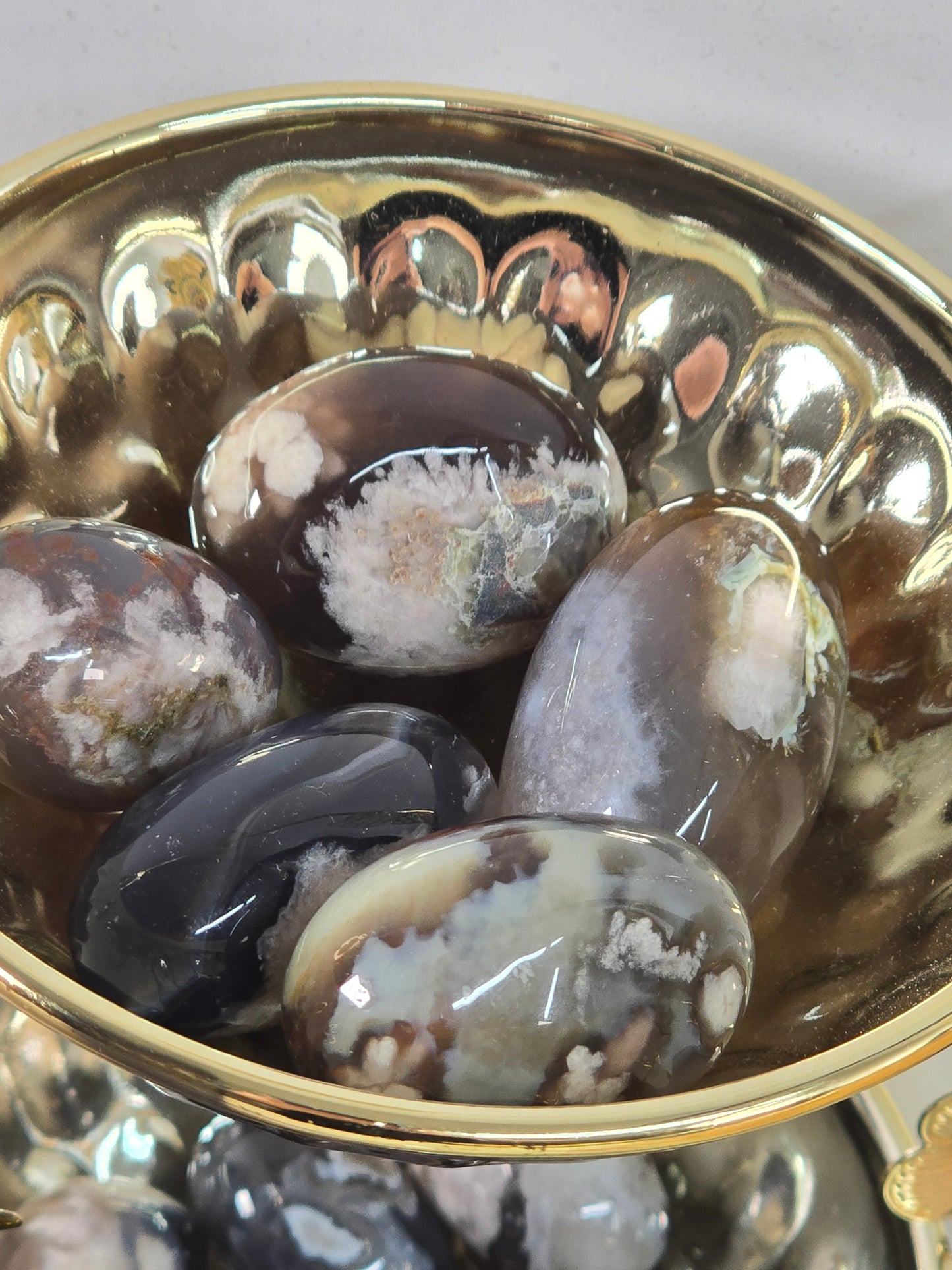 Black Flower Agate Tumble Stones