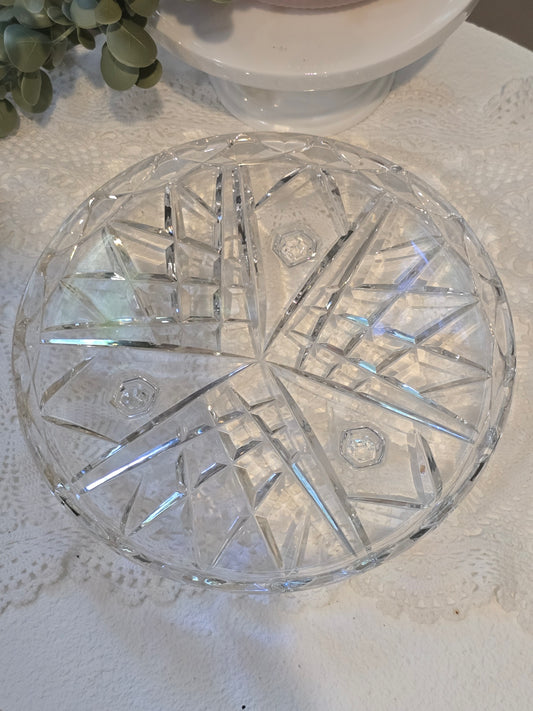 Vintage Crystal Round Serving Plate