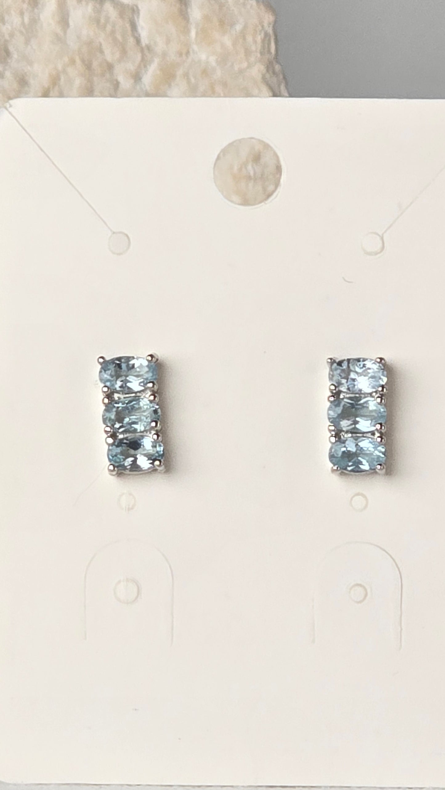 Aquamarine Earrings Sterling Silver Studs