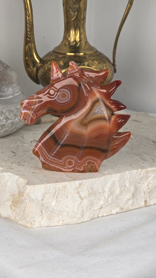 Carnelian Unicorn Head