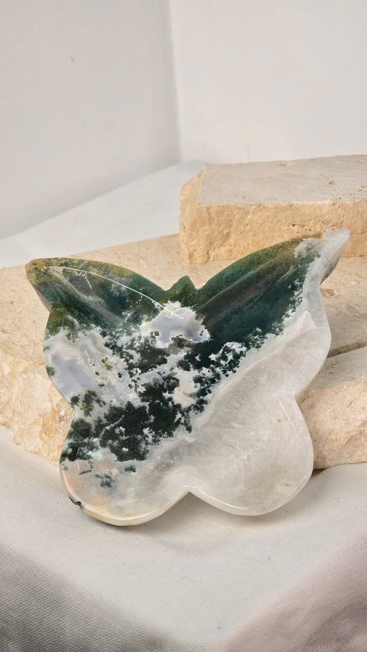 Moss Agate Butterfly Bowl