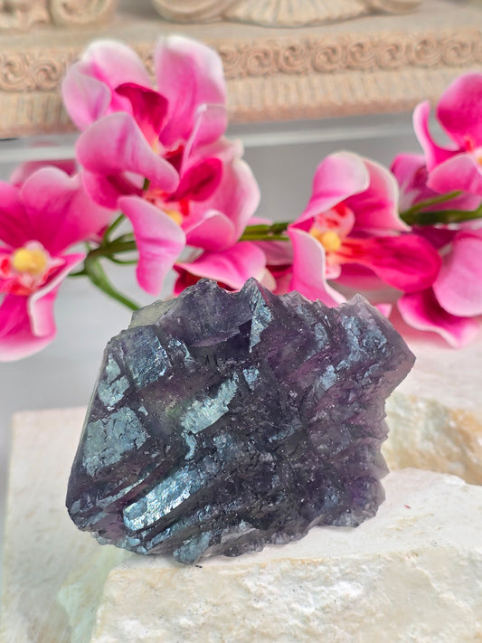 Mongolian Cubic Purple/Green Fluorite Cluster