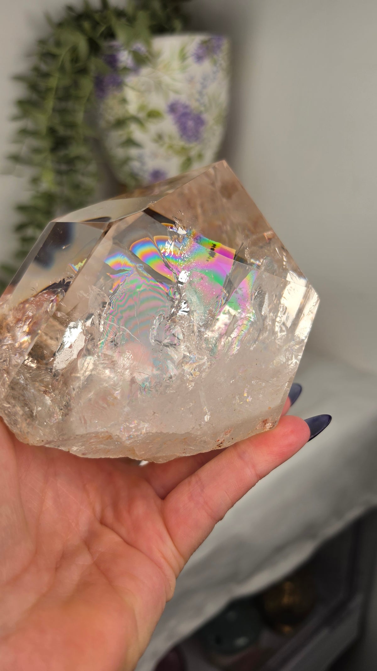 XL Clear Quartz Point with Wood Stand