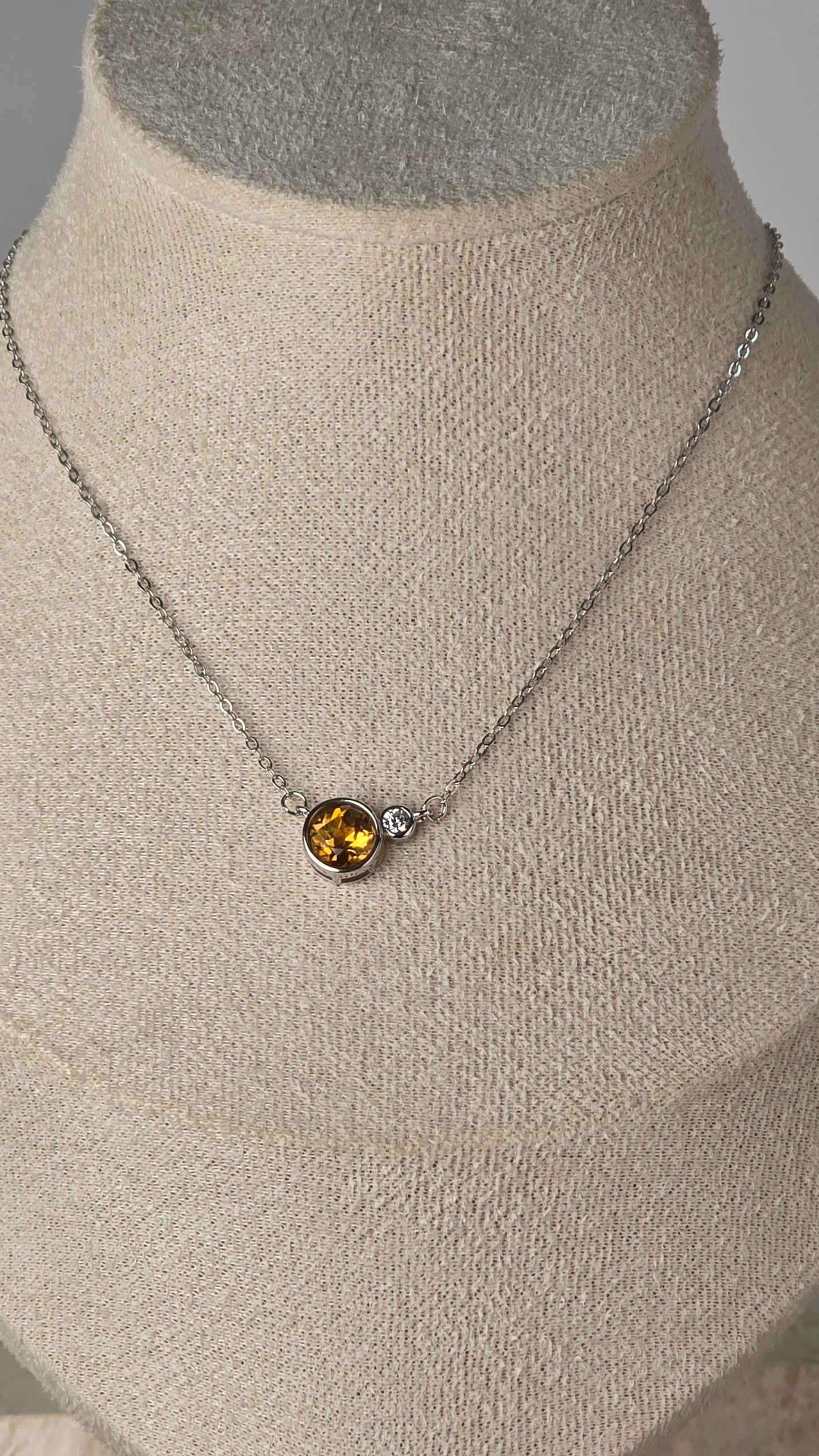 Citrine Pendant Sterling Silver set & sterling silver necklace