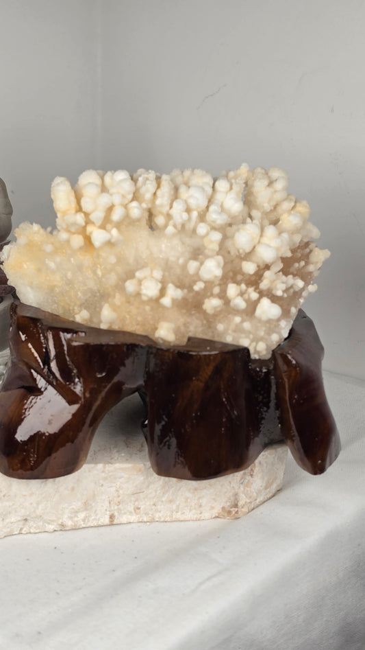 Calcite Stalactites on Zeolite Quartz
