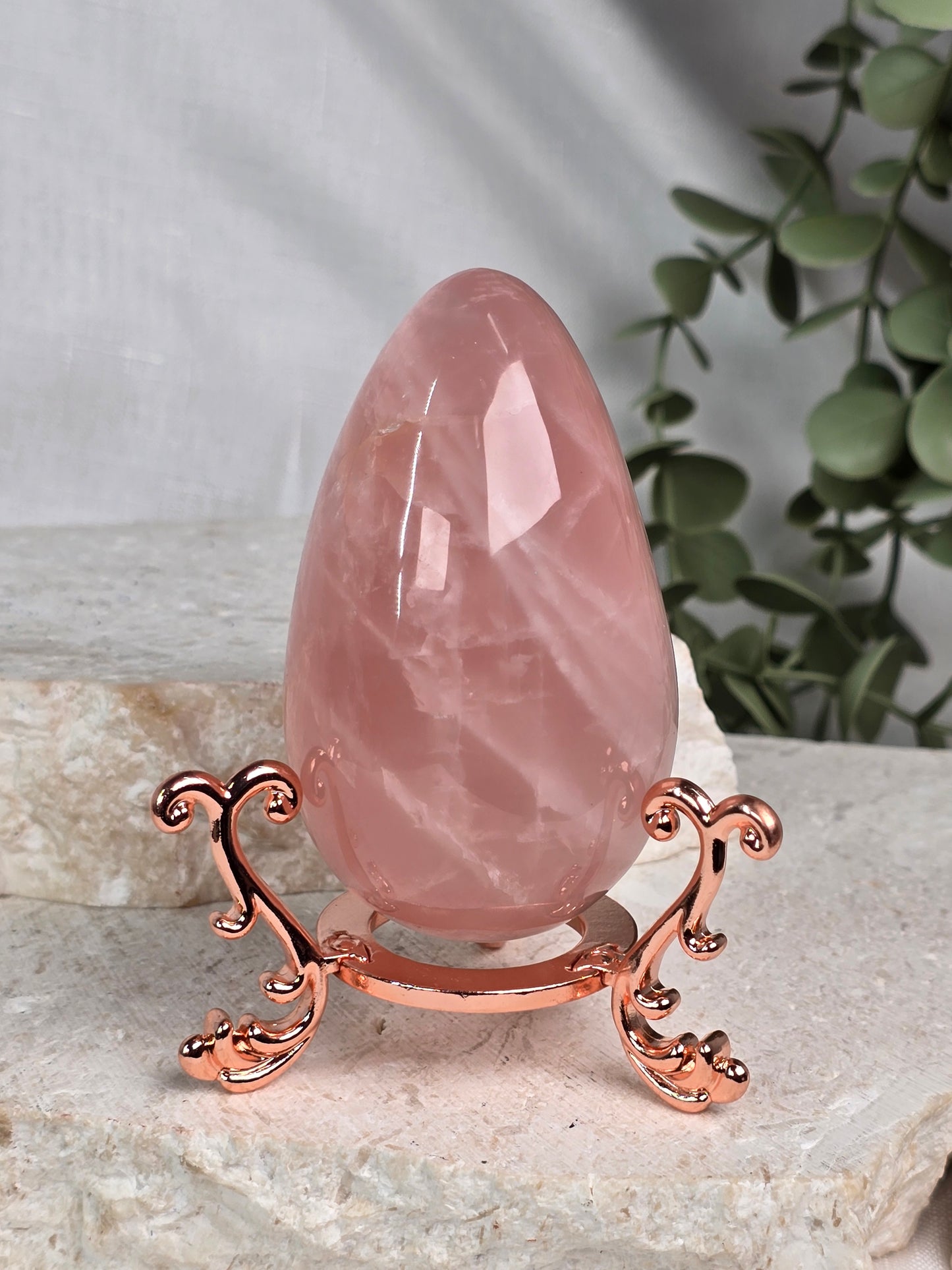 Madagascan Rose Quartz Egg & stand