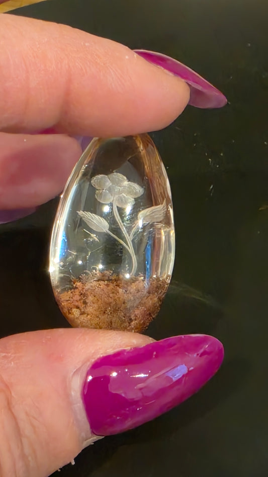 Collectors Hand Etched Garden Quartz - Flower