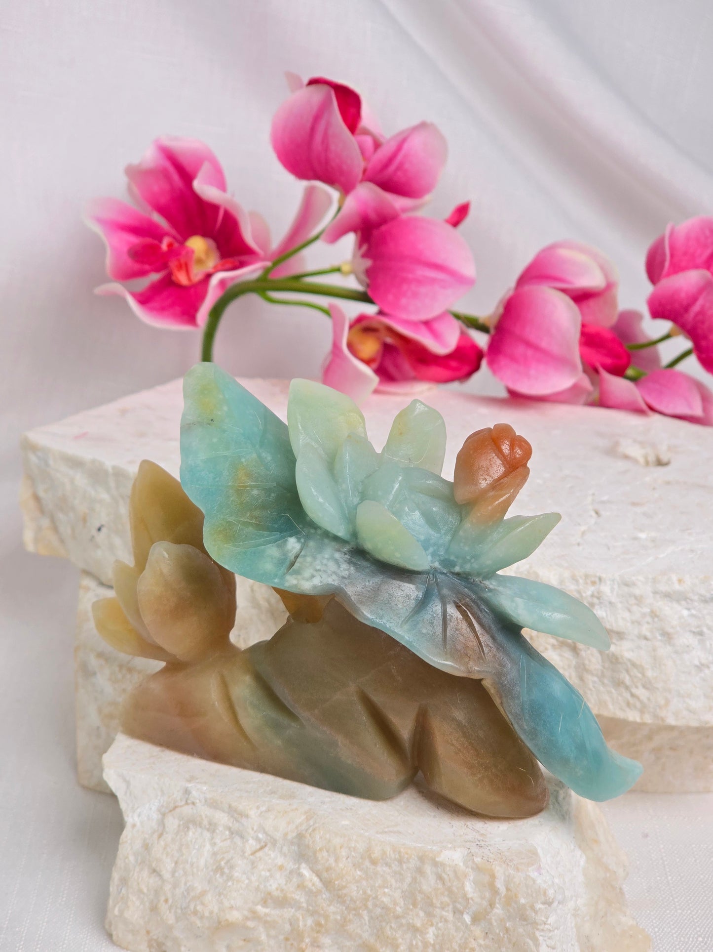 Amazonite Hand Carved Water Lily