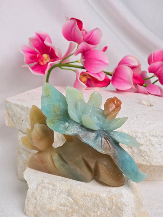 Amazonite Hand Carved Water Lily