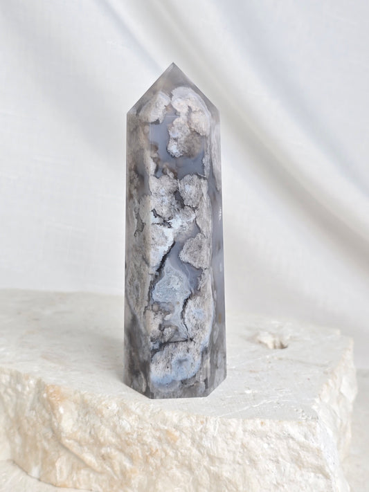 Argentinian Blue Flower Agate Tower