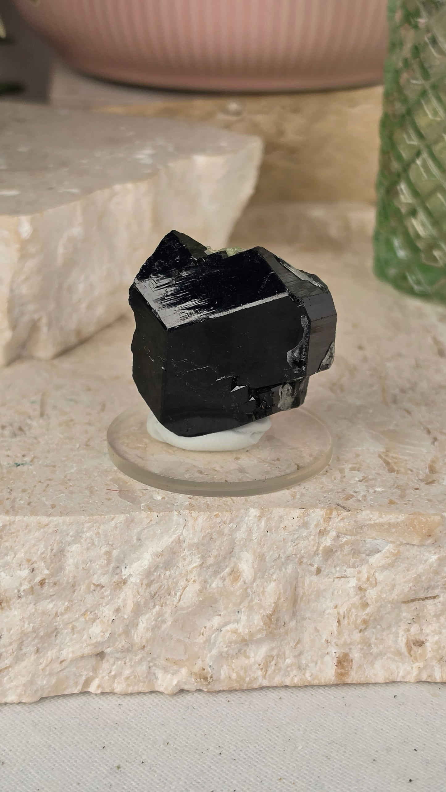 Black Tourmaline with Hyalite Specimen