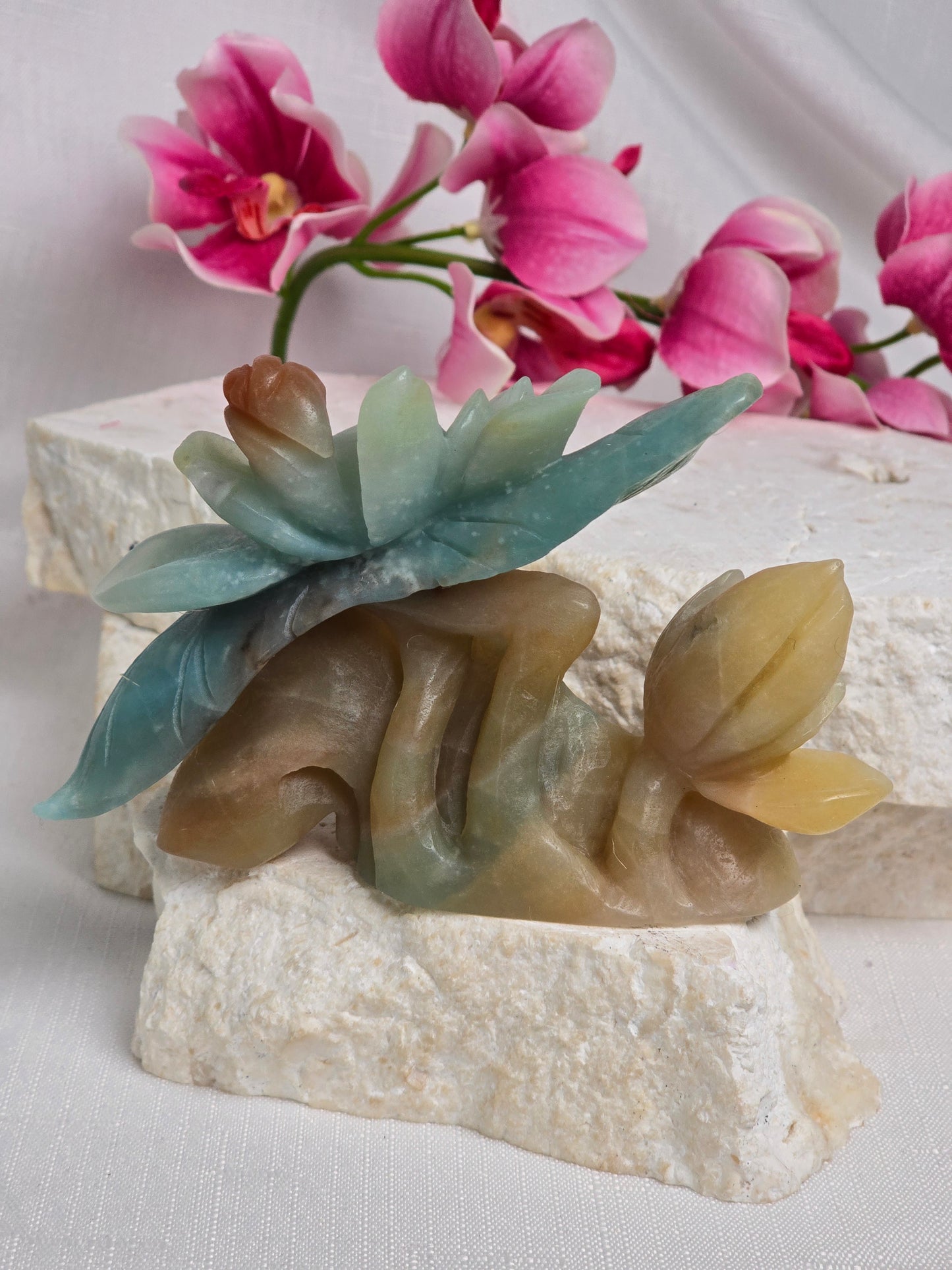 Amazonite Hand Carved Water Lily