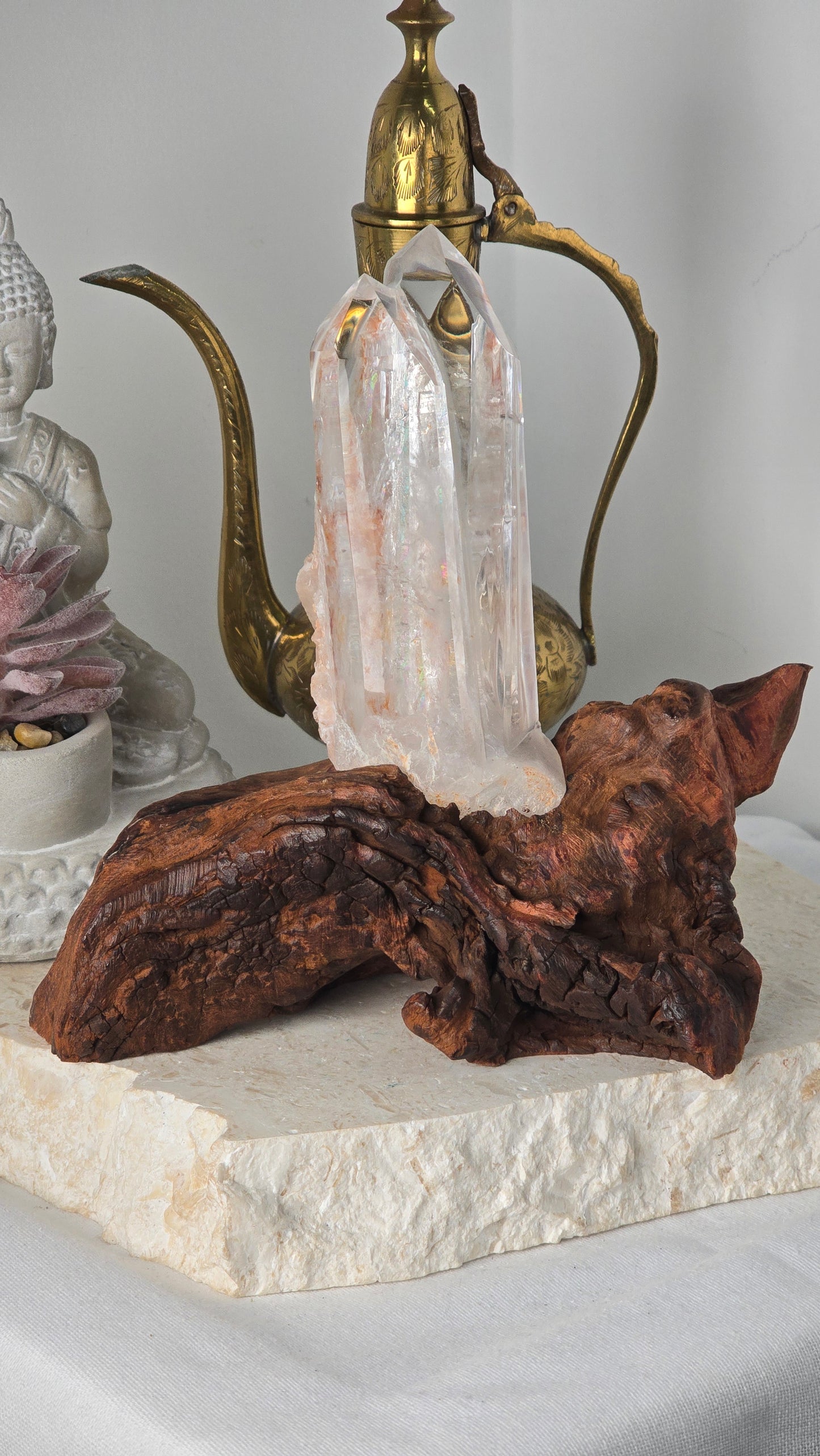 Collectors Grade Tibetan Himalayan Quartz Point Cluster & stand