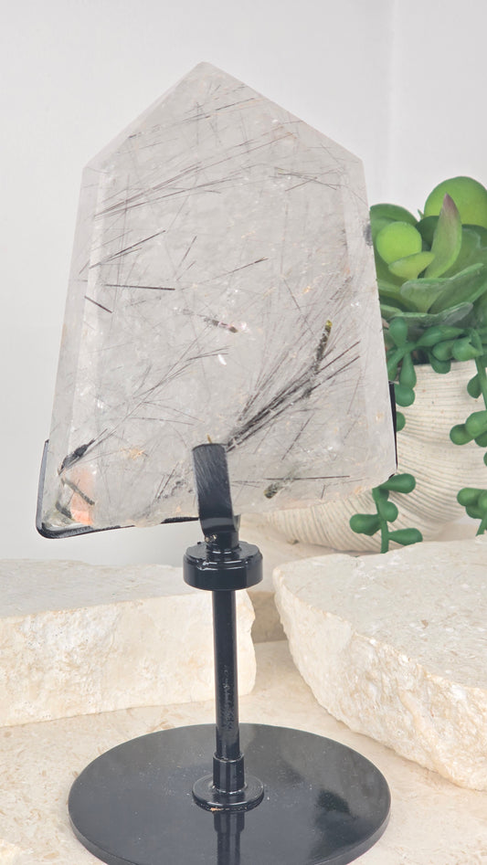 Black Tourmaline in Quartz Point