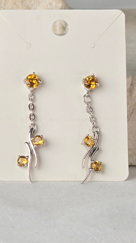Citrine Earrings Sterling Silver Studs