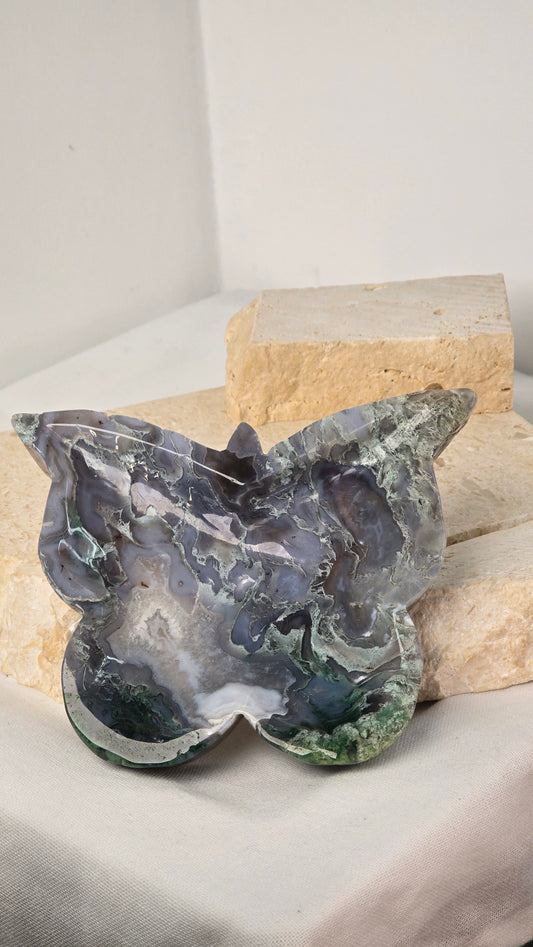 Moss Agate Butterfly Bowl