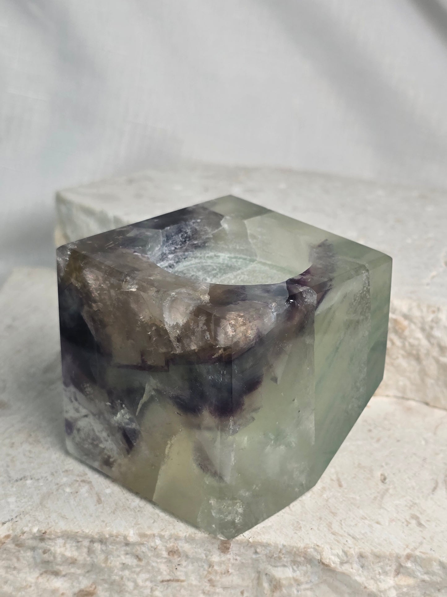 Fluorite candle holder