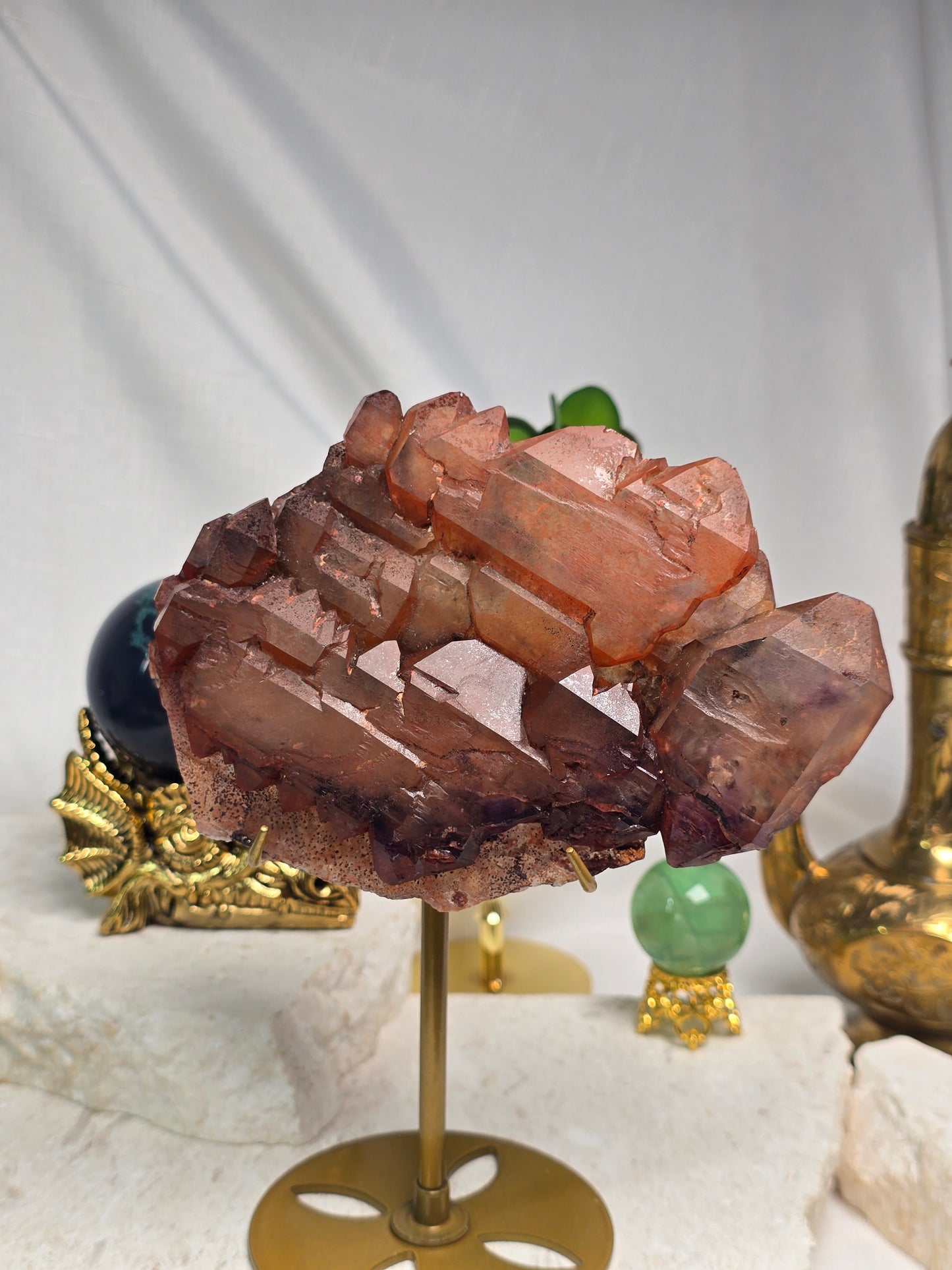 Madagascan Red Elestial Quartz with Amethyst Collectors Grade