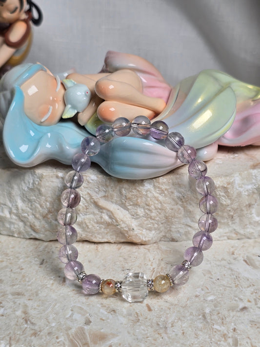 Amethyst, Citrine & Clear Quartz  5mm Bead Bracelet