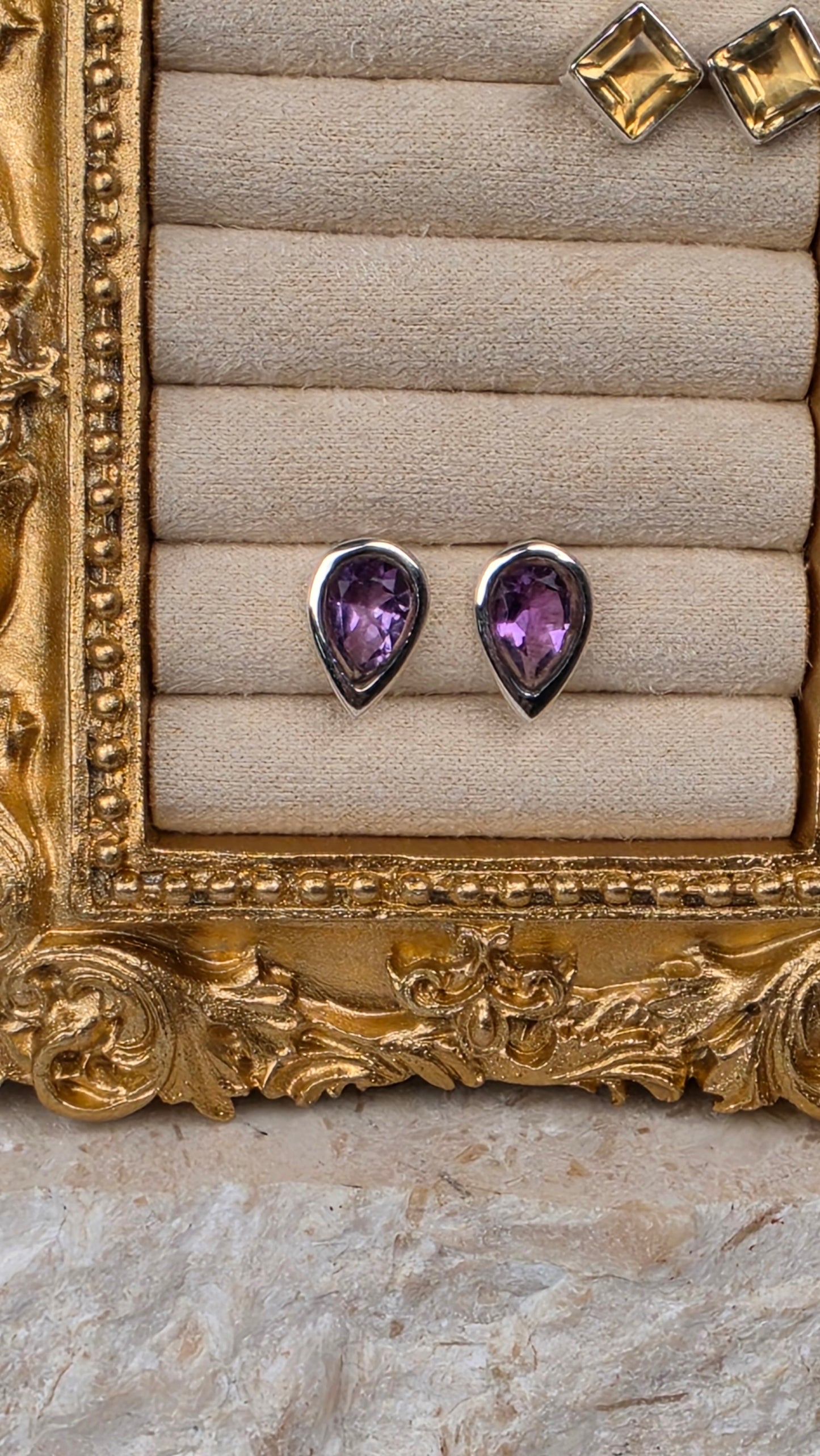 Sterling Silver Amethyst Stud Earrings