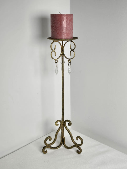 Shabby Chic Gold Metal with Crystal Drop Candle stand