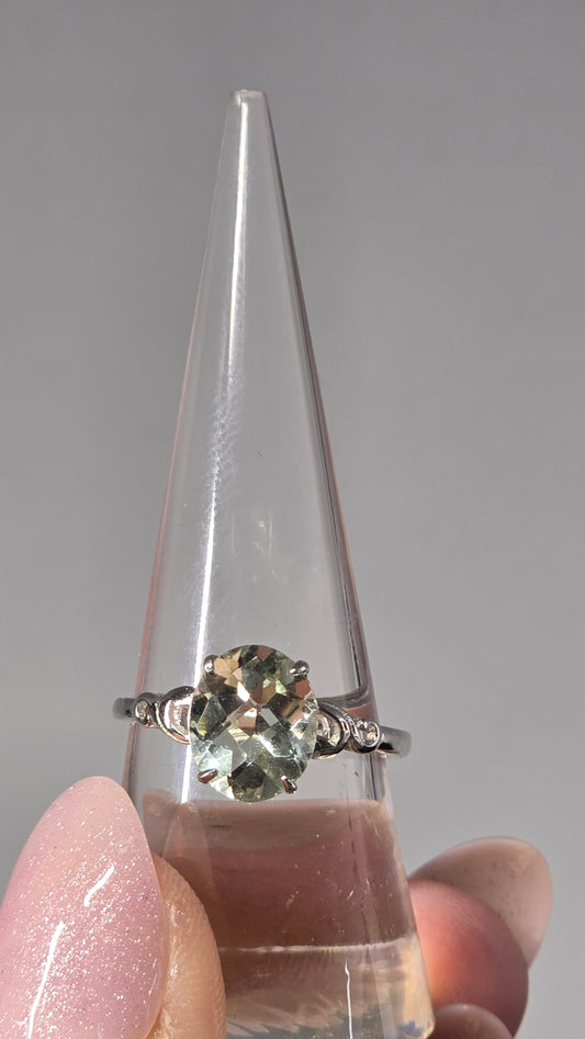Prasio lite (green amethyst) Sterling Silver Ring adjustable band