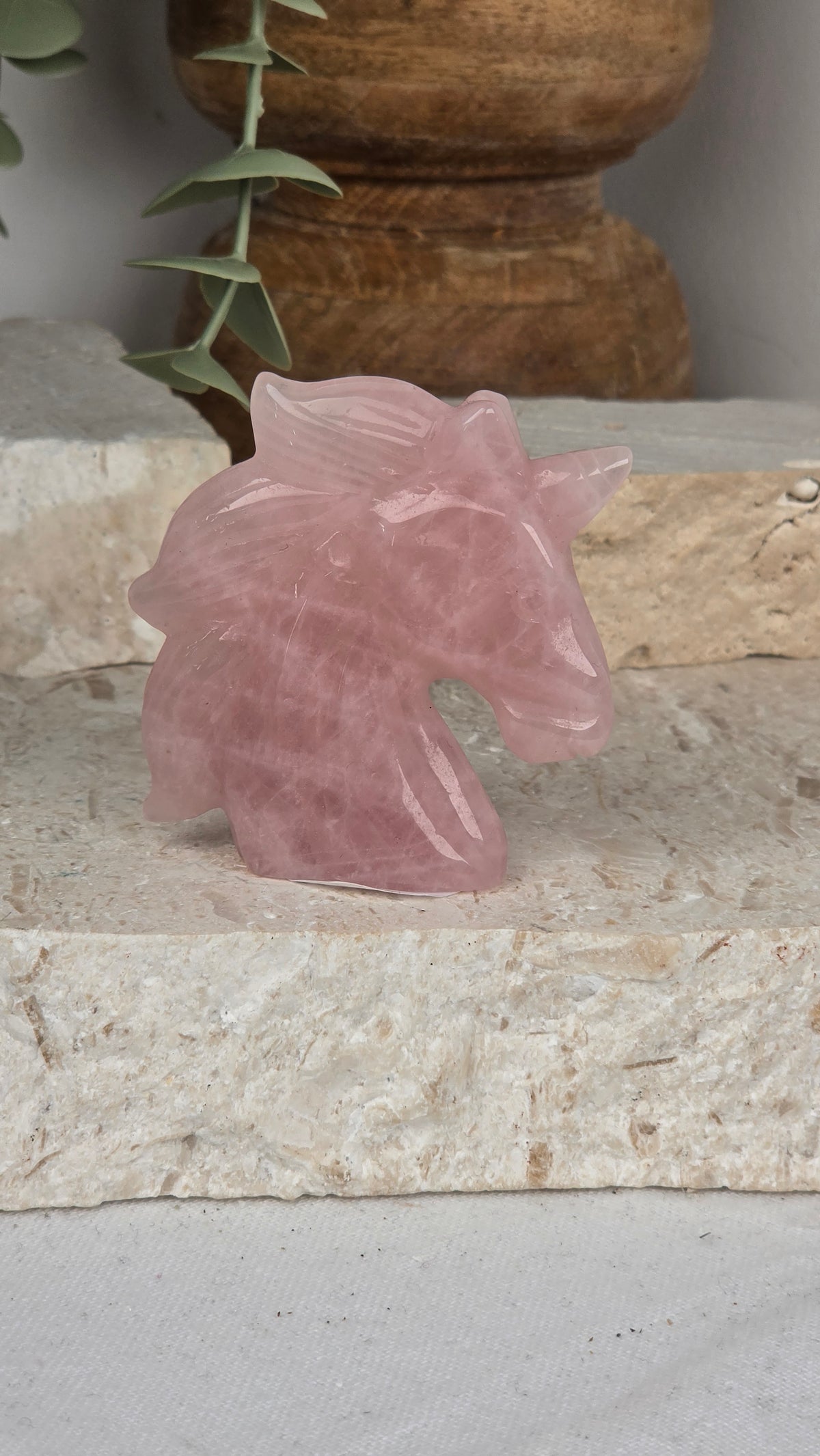 Rose Quartz Unicorn Head