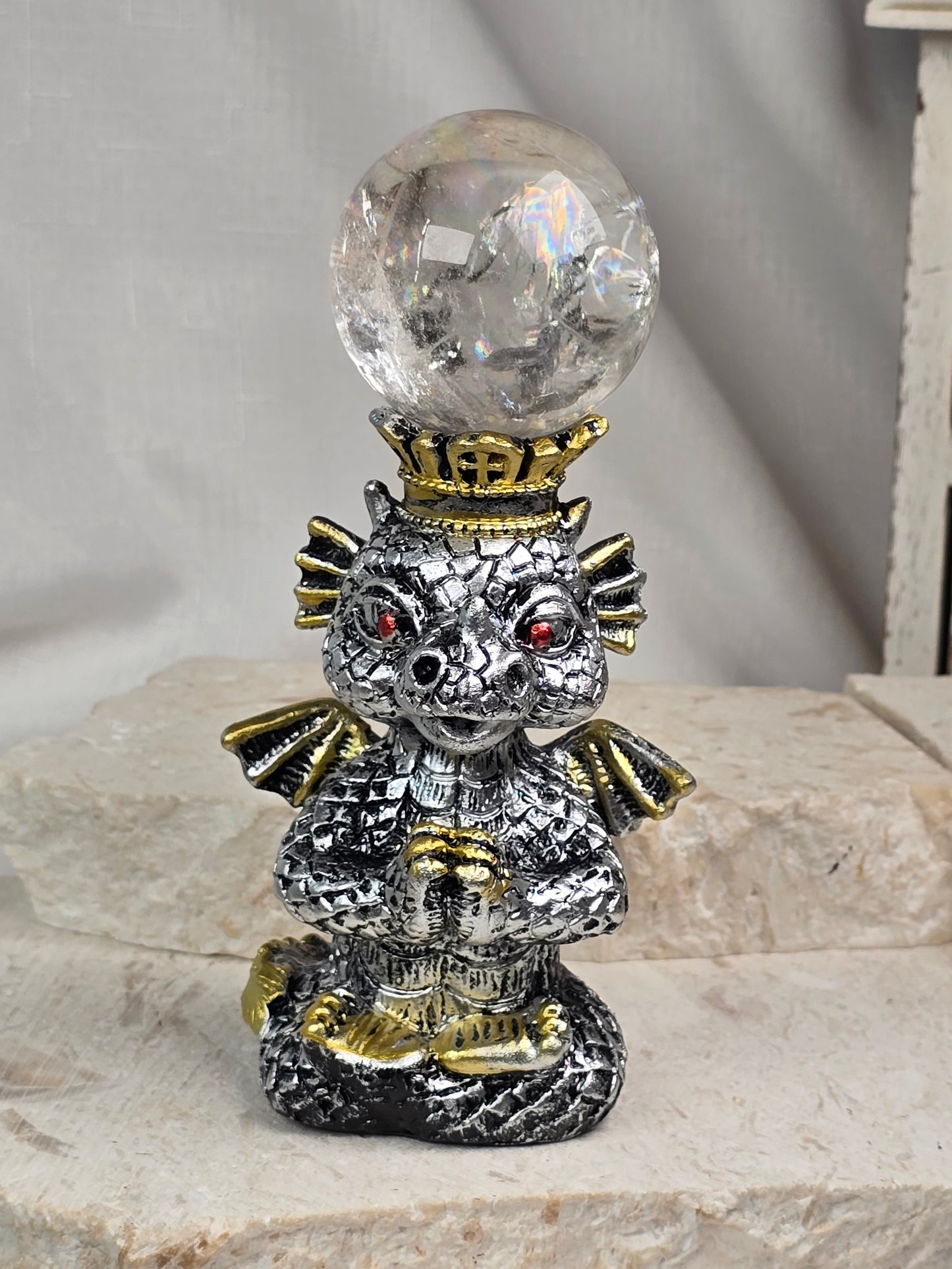 Crowned Dragon Resin Sphere Stand