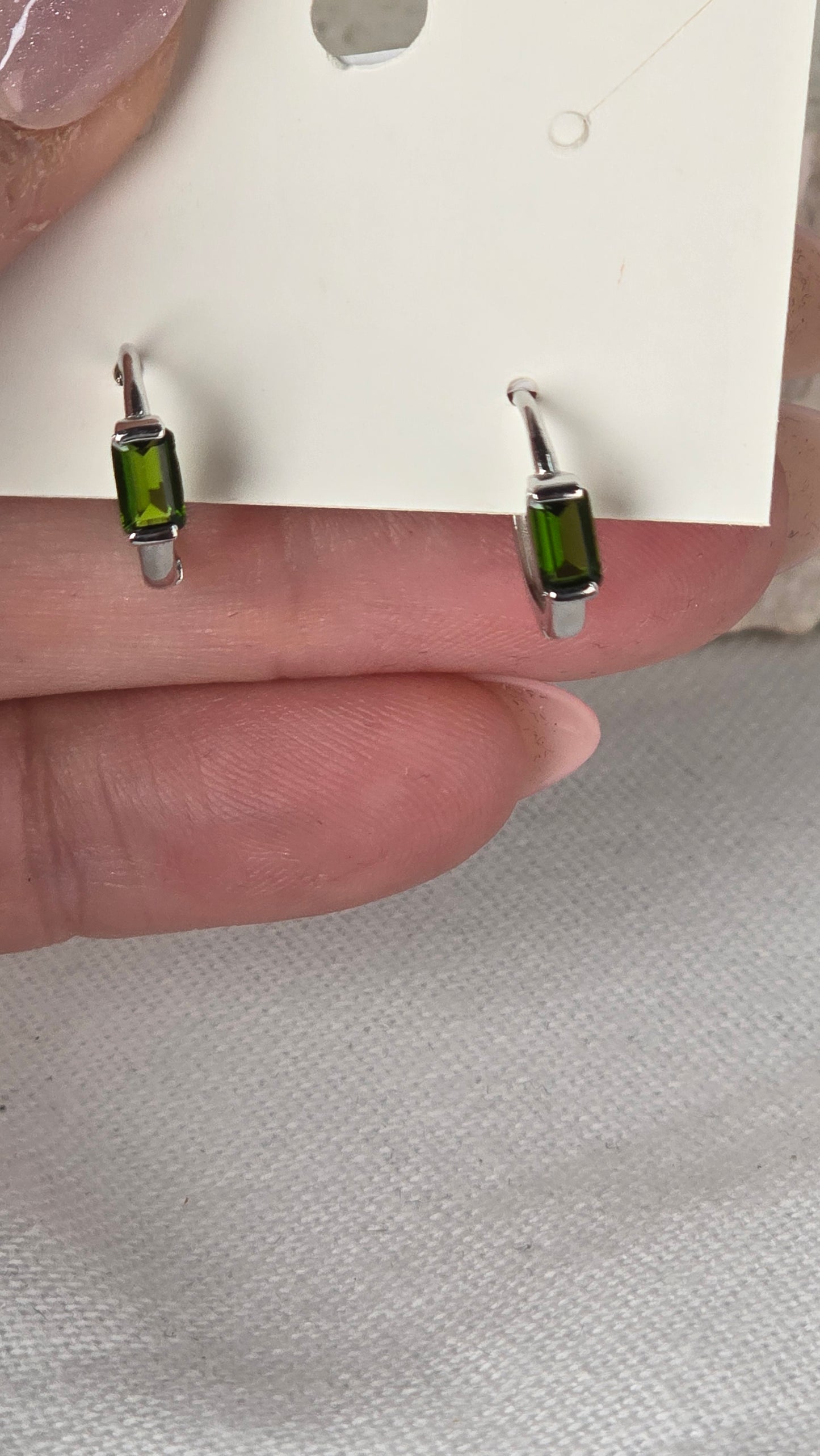 Green Diopside Earrings Sterling Silver Huggie
