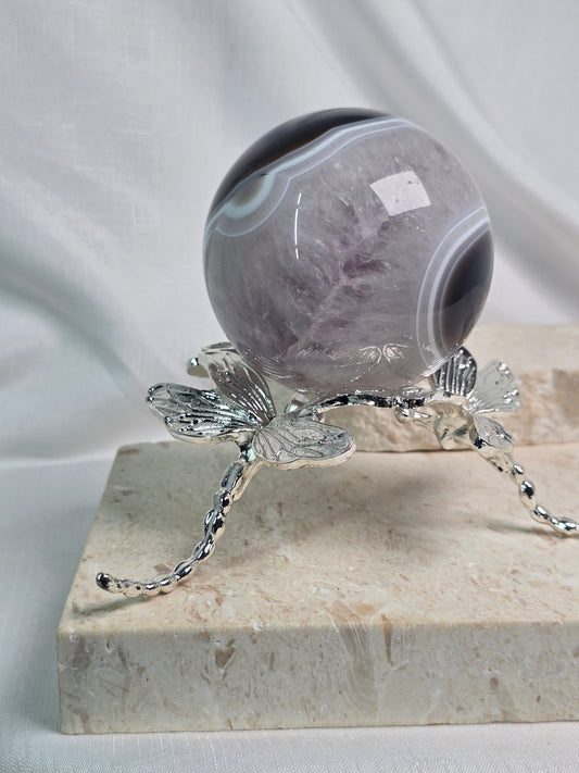 Banded Agate & Amethyst Sphere