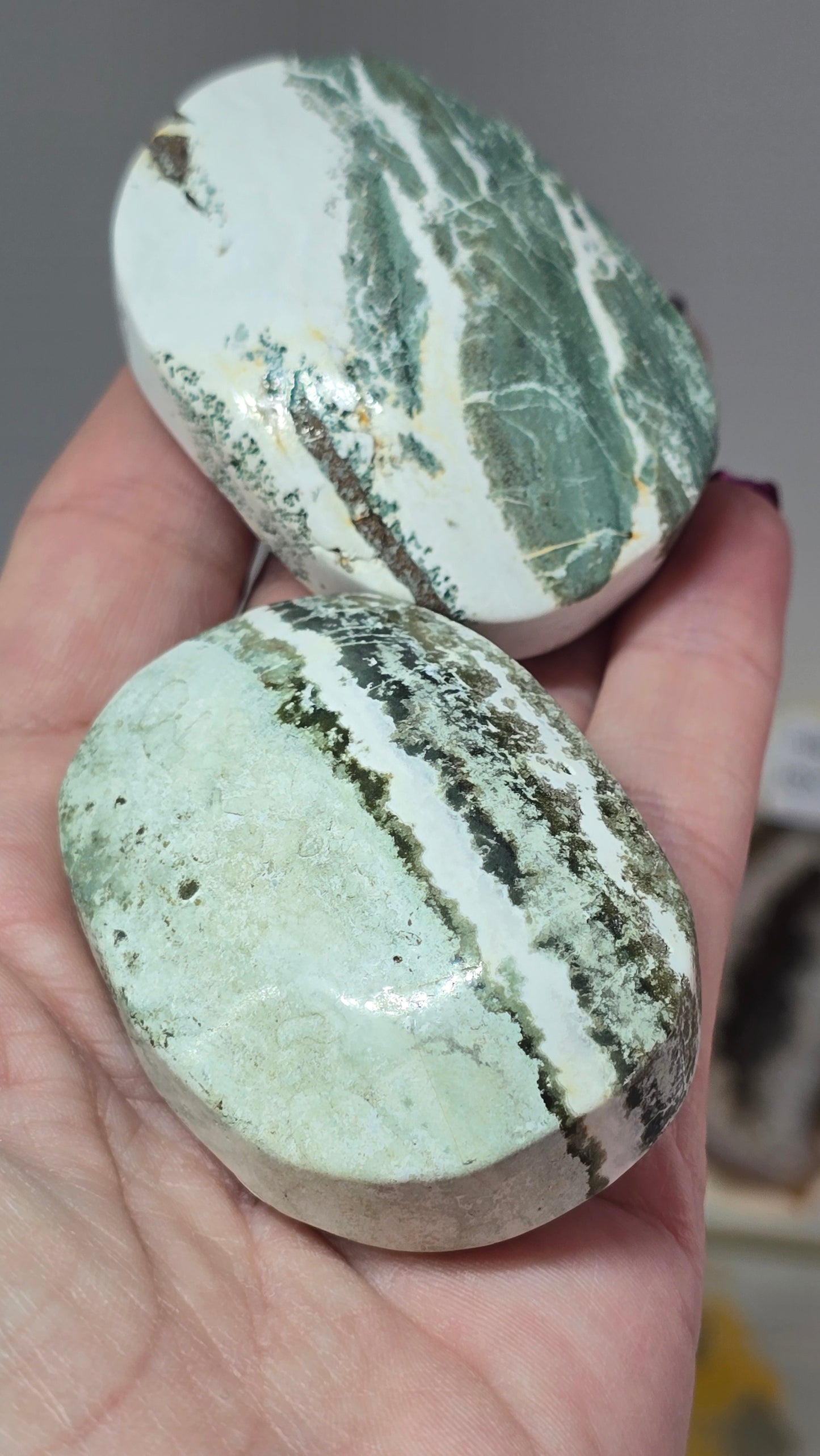 Green Unicorn Jasper Palm Stone