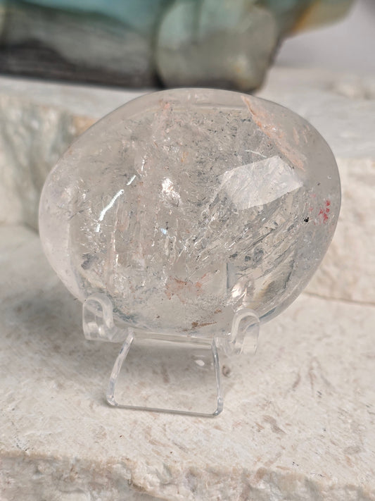 Clear Quartz Enhydro Palm stone & stand
