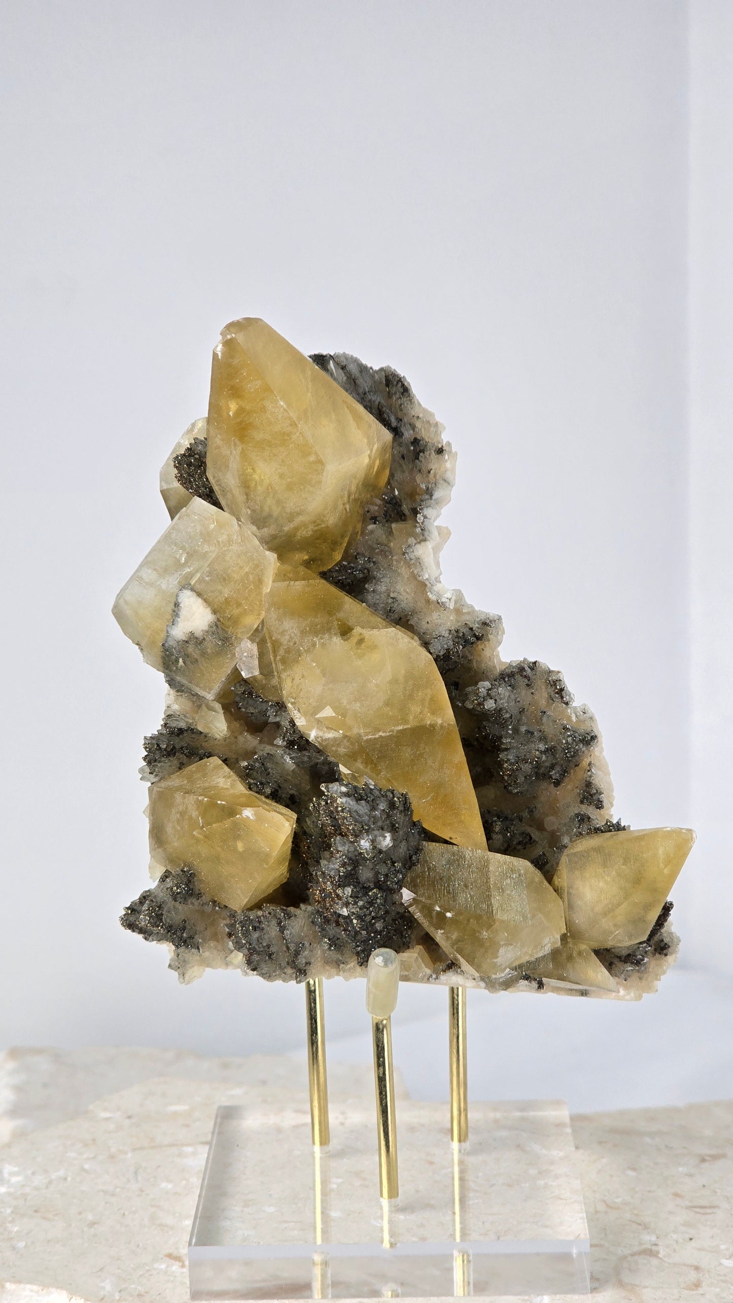 Peruvian Golden Dogtooth Calcite with Pyrite