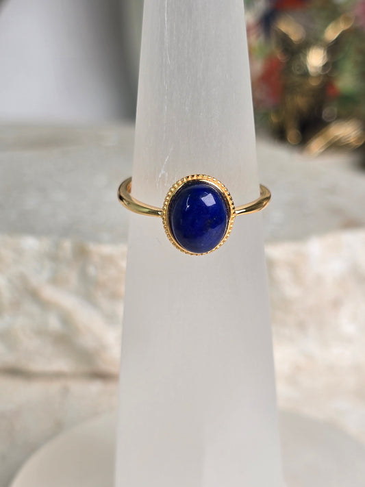 Lapis Lazuli gold plated Sterling silver adjustable Ring B