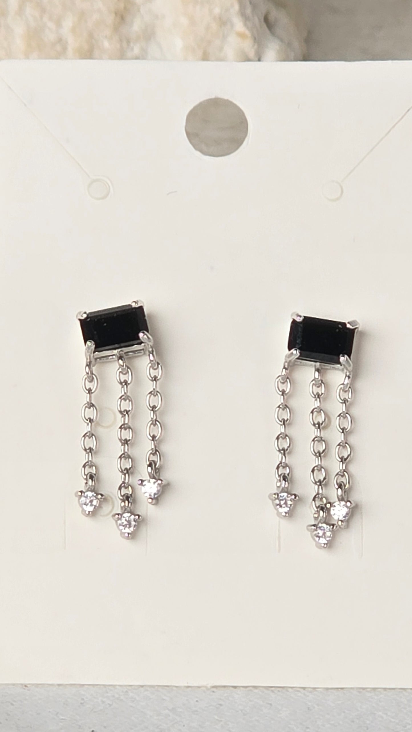 Black Spinel Earrings Sterling Silver Studs