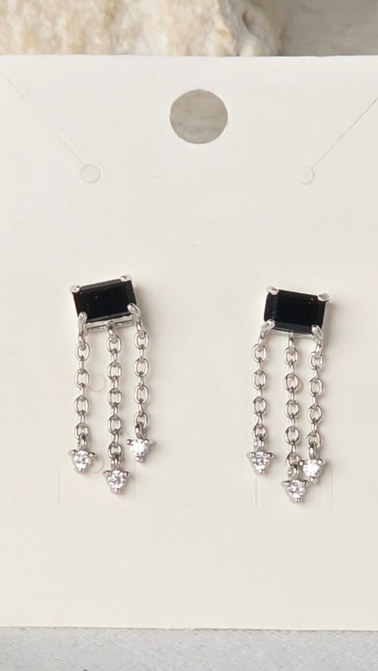 Black Spinel Earrings Sterling Silver Studs