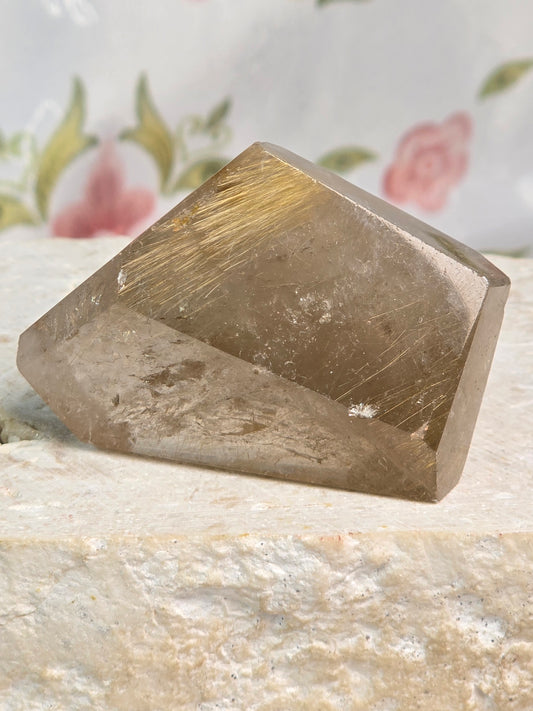 Smoky Quartz Gold Rutile Freeform