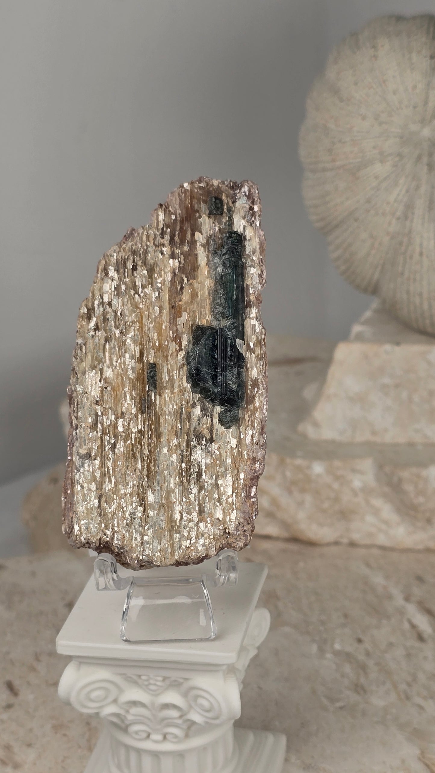 Gold/Pink Mica with Green Tourmaline