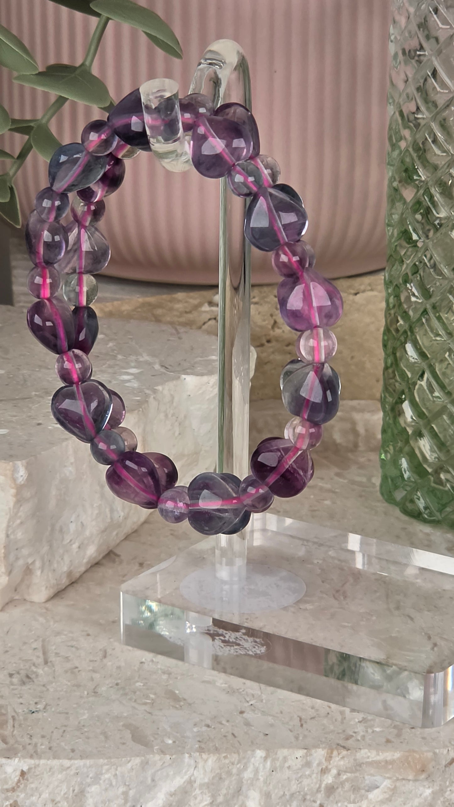 Fluorite Heart 8mm bracelet
