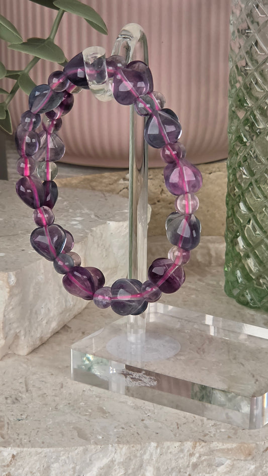 Fluorite Heart 8mm bracelet