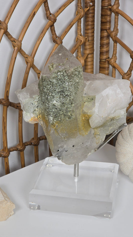 Pakistan Himalayan Elestial Quartz with Epidote & Mica