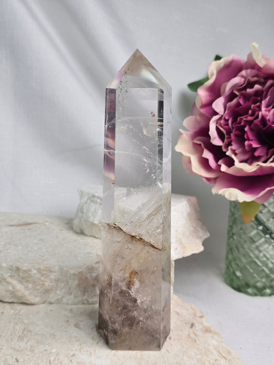 Himalayan Quartz with Garden and fire quartz inclusions