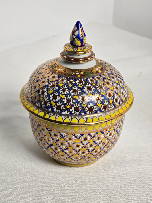 Hand painted Ornate Ceramic Jar