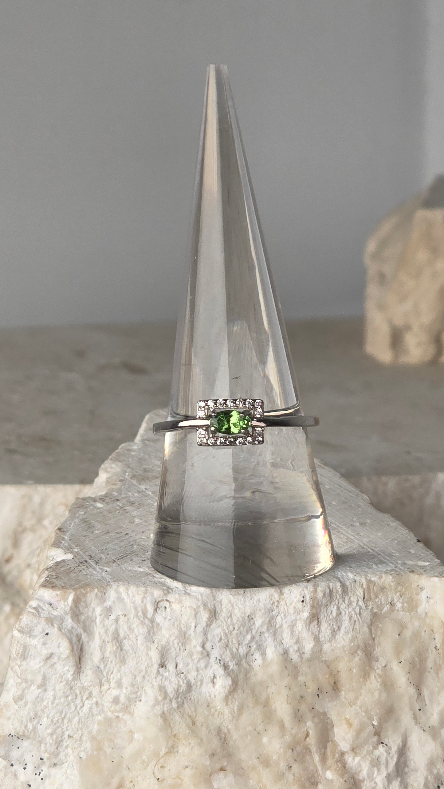 Tsavorite Sterling Silver Ring adjustable band