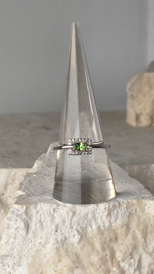 Tsavorite Sterling Silver Ring adjustable band